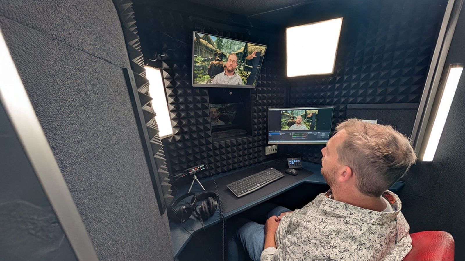 On-camera booth in use